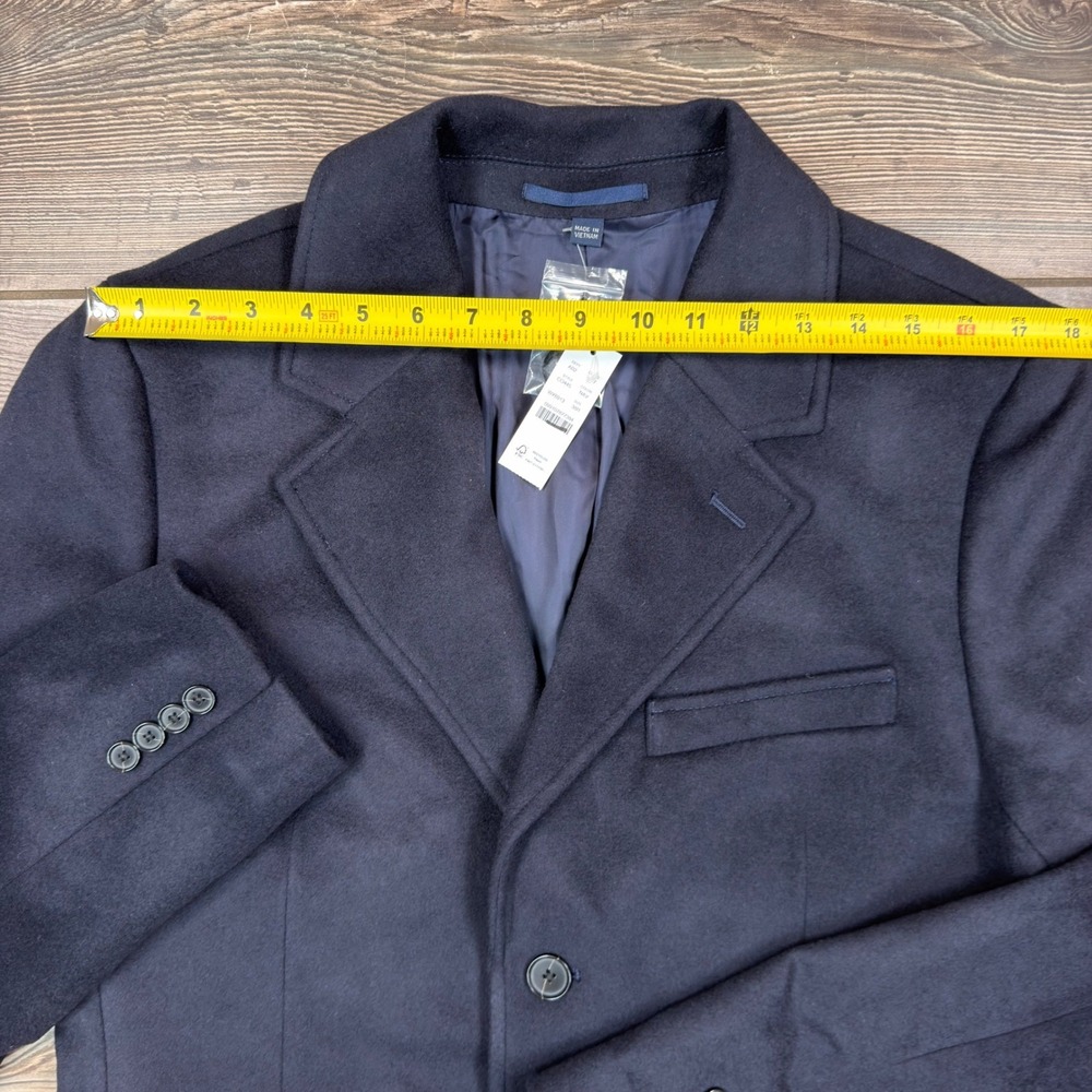 J.Crew Mens 38R Rivington Topcoat Navy Blue Wool Cashmere Italian Fabric NEW - Picture 11 of 16